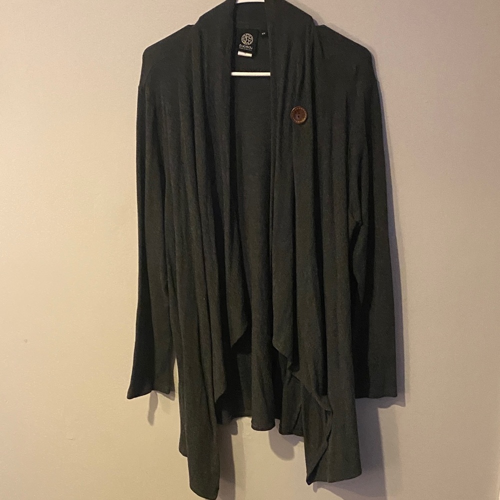 Bobeau Charcoal Open Front Cardigan